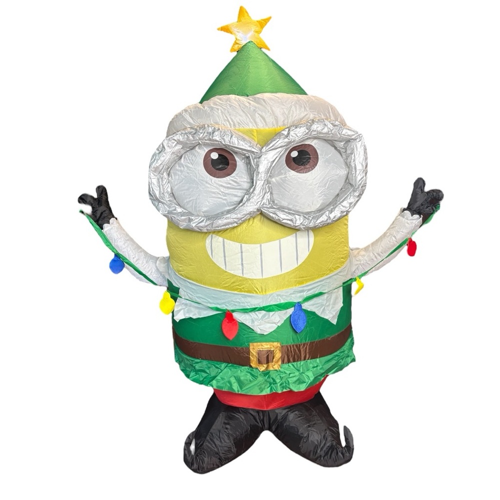 Minions Dave Green Christmas Elf with String Light LED 5ft Inflatable Gemmy